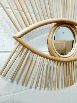 Miroir en rotin à œil ouvert Miroir de chambre d'enfant en osier
