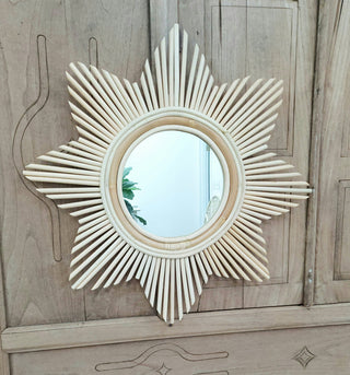 Miroir en rotin Étoile Hexagramme