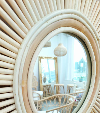 Miroir en rotin Étoile Hexagramme