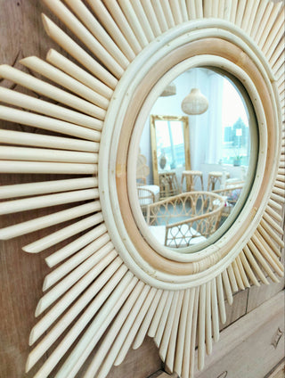 Miroir en rotin Étoile Hexagramme
