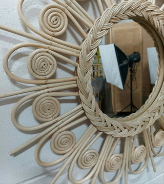 Rattan Flower Mirror