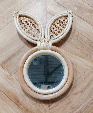 Miroir lapin en rotin