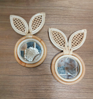 Miroir lapin en rotin