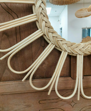 New Rattan Mirror Palm
