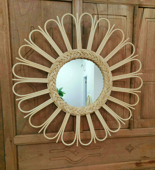 New Rattan Mirror Palm