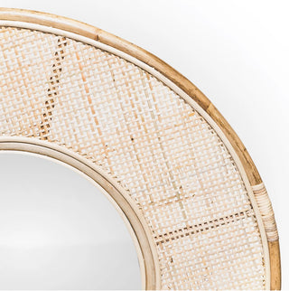 Miroir rond en rotin Eline naturel - Miroir décoratif en rotin