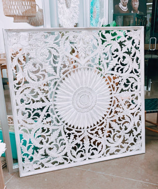 Luna Mándala Wall Art Handcrafted Panel teak wood