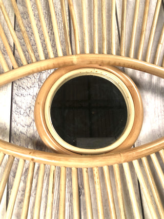Miroir en rotin à œil ouvert Miroir de chambre d'enfant en osier