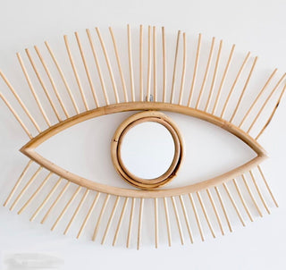 Miroir en rotin à œil ouvert Miroir de chambre d'enfant en osier