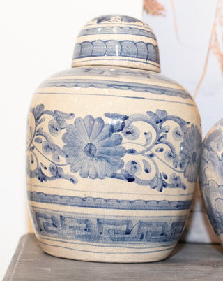 Blue Ceramic Handmade Vintage Jar