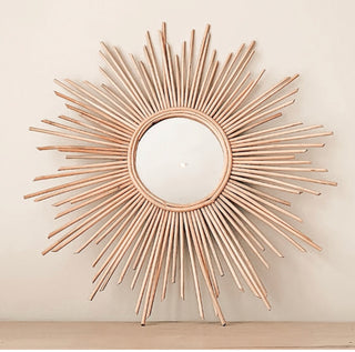 New Rattan Mirror Sunshine 22 Inches Diam