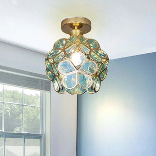 Floral Design Glass Ceiling Light Fixture, Decorative Illumination