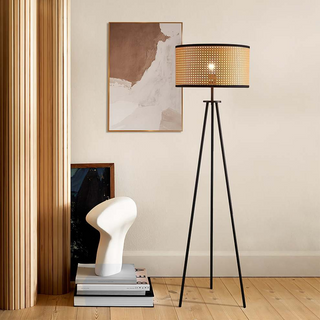 Rattan Tripod Floor Light, Warm Ambient Design