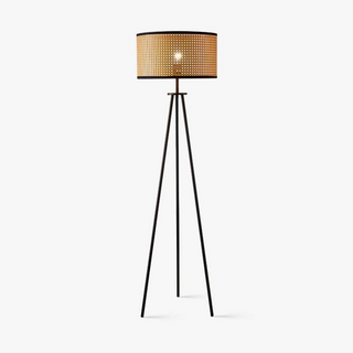 Rattan Tripod Floor Light, Warm Ambient Design