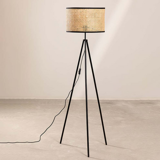 Rattan Tripod Floor Light, Warm Ambient Design