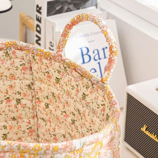 Floral Print Canvas Storage Basket | Decorative Organizer