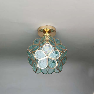 Floral Design Glass Ceiling Light Fixture, Decorative Illumination