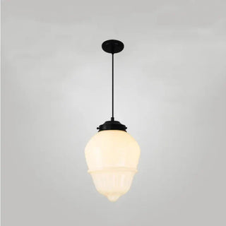 Vintage Geometric Pendant Light, White Milk Glass