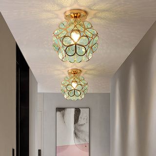 Floral Design Glass Ceiling Light Fixture, Decorative Illumination