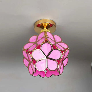 Floral Design Glass Ceiling Light Fixture, Decorative Illumination