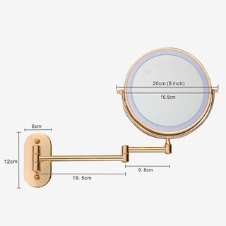 Gold Rechargeable LED Makeup and Bathroom Mirror, Magnified Reflection