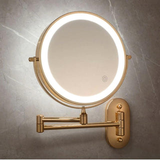Gold Rechargeable LED Makeup and Bathroom Mirror, Magnified Reflection