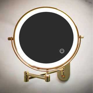 Gold Rechargeable LED Makeup and Bathroom Mirror, Magnified Reflection
