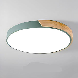 Nordic Circular Ceiling Light, Wooden Design