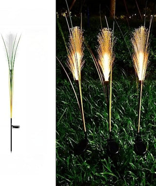 Solar Fiber Reed Outdoor Lighting, Set of Four