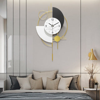 3D Metal Wall Clock With Pendulum  Silent Round Design