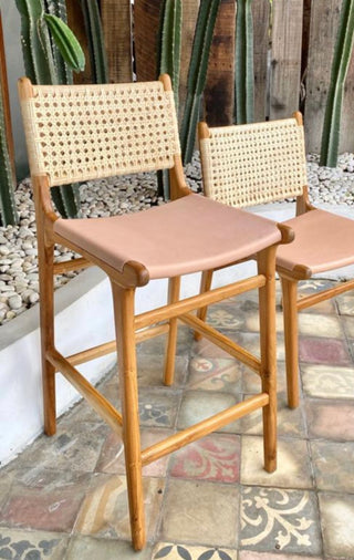 Kaila Midcentury modern cane & leather dining chair