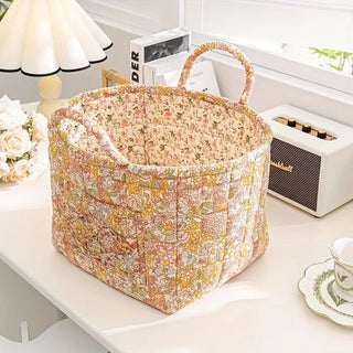 Floral Print Canvas Storage Basket | Decorative Organizer
