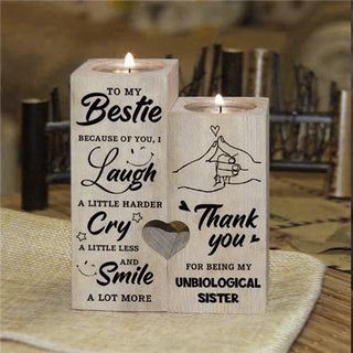 Wooden Friendship Candle Holder Gift Decor