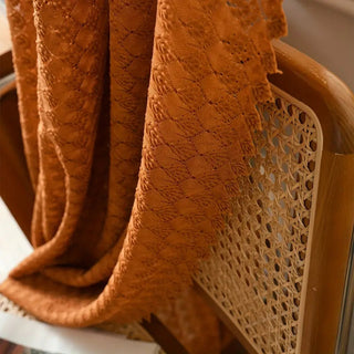 Amber Glow Boho Crochet Curtain | Decorative Accent