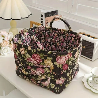 Floral Print Canvas Storage Basket | Decorative Organizer