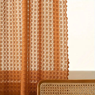 Amber Glow Boho Crochet Curtain | Decorative Accent