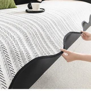 Herringbone Scallop Edge Sofa Cover | Stylish Home Decor