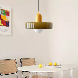 Coloured Glass Pendant Light Bauhaus Style
