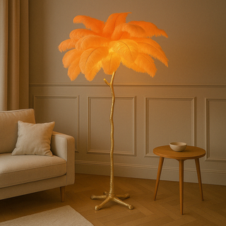 Ostrich Feather Accent Lamp, Stylish Design
