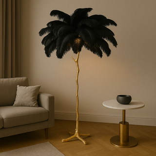 Ostrich Feather Accent Lamp, Stylish Design