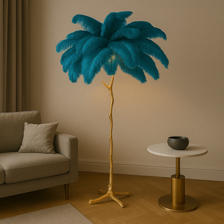 Ostrich Feather Accent Lamp, Stylish Design