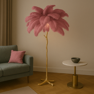 Ostrich Feather Accent Lamp, Stylish Design