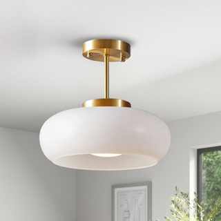 Vintage Round Glass Ceiling Fixture, Retro Style