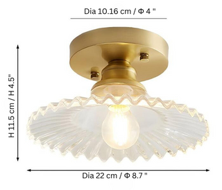 Vintage Clear Glass Petal-Shaped Ceiling Lamp, Ribbed Design