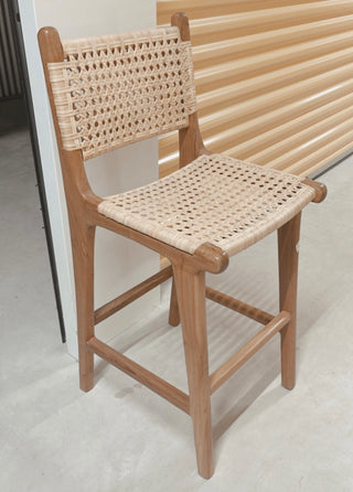Counter  Stool Brown Woven Leather Eddie