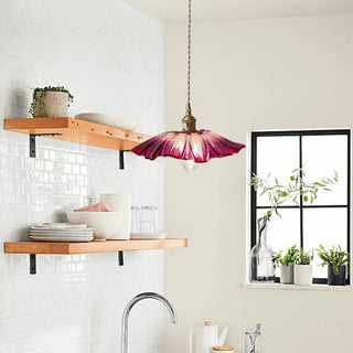 Artistic Glass Pendant Light, Floral Design