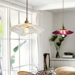 Artistic Glass Pendant Light, Floral Design