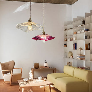 Artistic Glass Pendant Light, Floral Design