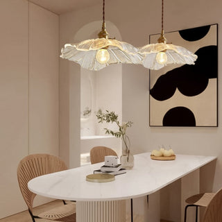 Artistic Glass Pendant Light, Floral Design