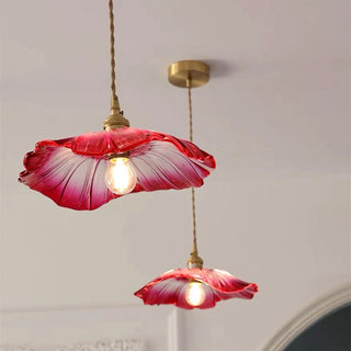 Artistic Glass Pendant Light, Floral Design
